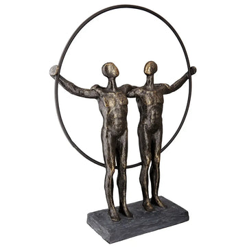 Skulptur – Antikes Finish, Bronzefarbene Oberfläche, Paarmotiv, 35,5 cm - Two Men | Gilde