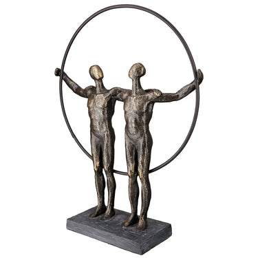 Skulptur – Antikes Finish, Bronzefarbene Oberfläche, Paarmotiv, 35,5 cm - Two Men | Gilde