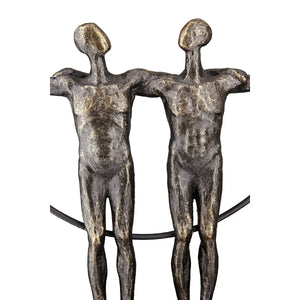Skulptur – Antikes Finish, Bronzefarbene Oberfläche, Paarmotiv, 35,5 cm - Two Men | Gilde