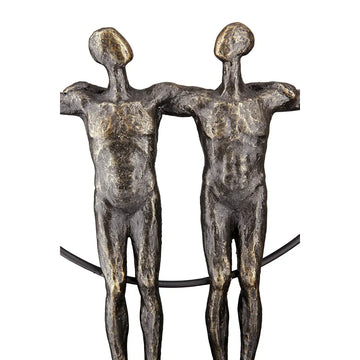 Skulptur – Antikes Finish, Bronzefarbene Oberfläche, Paarmotiv, 35,5 cm - Two Men | Gilde