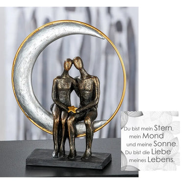 Skulptur – Antikes Finish, Bronzefarbene Oberfläche, Paarmotiv, 29 cm - Moonlight | Gilde