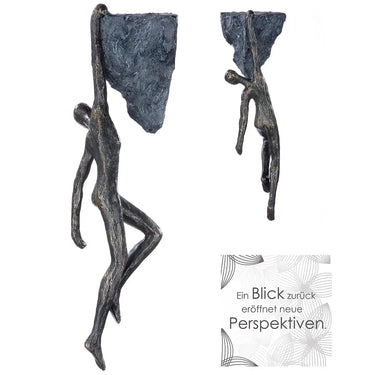 Skulptur – Antikes Finish, Bronzefarbene Oberfläche, Bergsteiger Motiv, 27 cm - Rückblick | Gilde