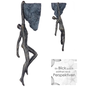 Skulptur – Antikes Finish, Bronzefarbene Oberfläche, Bergsteiger Motiv, 27 cm - Rückblick | Gilde
