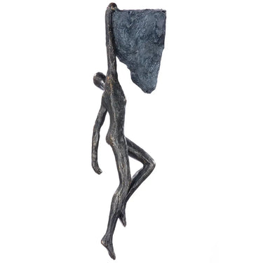 Skulptur – Antikes Finish, Bronzefarbene Oberfläche, Bergsteiger Motiv, 27 cm - Rückblick | Gilde