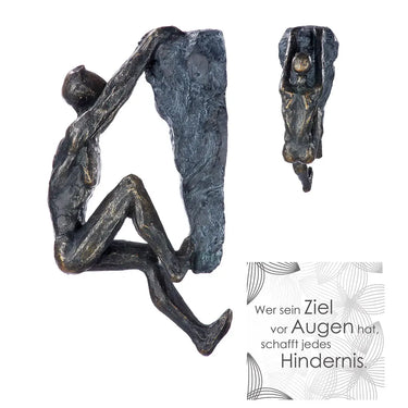 Skulptur – Antikes Finish, Bronzefarbene Oberfläche, Bergsteiger Motiv, 20 cm - Ambition | Gilde