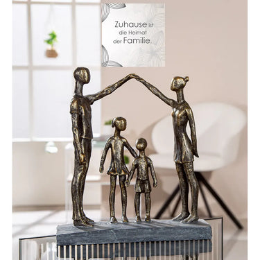 Skulptur – Antikes Finish, Bronzene Optik, Familiäres Motiv, 30 cm - Schützende Hände | Gilde