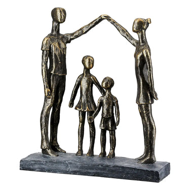 Skulptur – Antikes Finish, Bronzene Optik, Familiäres Motiv, 30 cm - Schützende Hände | Gilde