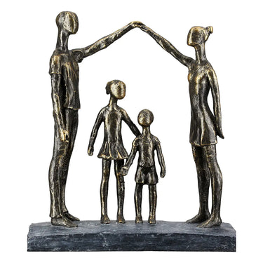 Skulptur – Antikes Finish, Bronzene Optik, Familiäres Motiv, 30 cm - Schützende Hände | Gilde