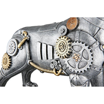 Dekofigur – Antikes Finish, Silberne Oberfläche, Goldener Akzent, 29 cm - Steampunk Pitbull | Gilde