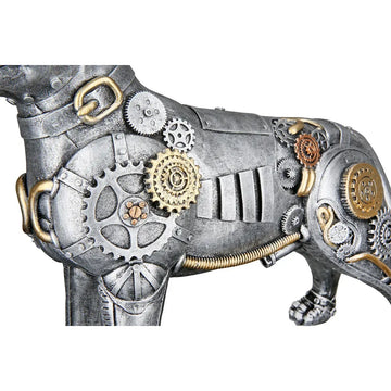 Dekofigur – Antikes Finish, Silberne Oberfläche, Goldener Akzent, 29 cm - Steampunk Pitbull | Gilde