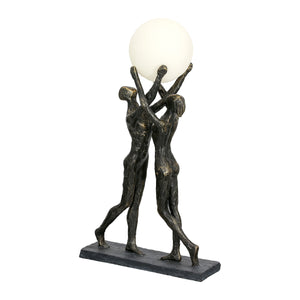Tischleuchte – LED Kugel, Bronze Optik, Paar Motiv - Hold the Light | Gilde