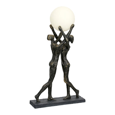 Tischleuchte – LED Kugel, Bronze Optik, Paar Motiv - Hold the Light | Gilde