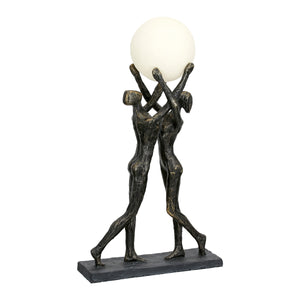 Tischleuchte – LED Kugel, Bronze Optik, Paar Motiv - Hold the Light | Gilde