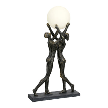 Tischleuchte – LED Kugel, Bronze Optik, Paar Motiv - Hold the Light | Gilde