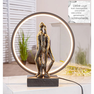 Tischleuchte – Bronze Optik, Paar Motiv, LED Beleuchtung - Herzleuchten | Gilde