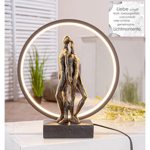 Tischleuchte – Bronze Optik, Paar Motiv, LED Beleuchtung - Herzleuchten | Gilde