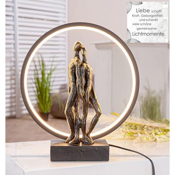 Tischleuchte – Bronze Optik, Paar Motiv, LED Beleuchtung - Herzleuchten | Gilde