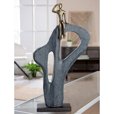 Skulptur – Bergsteiger Motiv, Antik Finish, Bronze Optik - Blick in die Ferne | Gilde