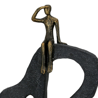 Skulptur – Bergsteiger Motiv, Antik Finish, Bronze Optik - Blick in die Ferne | Gilde