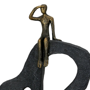 Skulptur – Bergsteiger Motiv, Antik Finish, Bronze Optik - Blick in die Ferne | Gilde