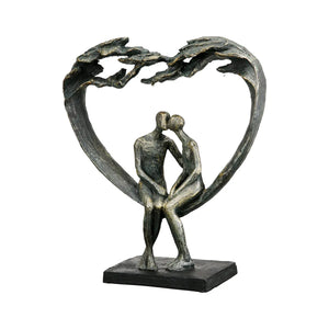 Skulptur – Herz Design, Paar Motiv, Antik Finish - Kiss under Tree | Gilde