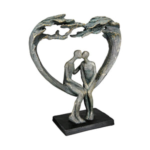 Skulptur – Herz Design, Paar Motiv, Antik Finish - Kiss under Tree | Gilde