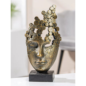 Skulptur – Gesichts Design, Bronze Optik, Moderne Kunst - Female Mask | Gilde