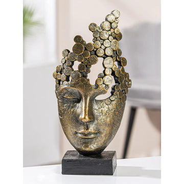 Skulptur – Gesichts Design, Bronze Optik, Moderne Kunst - Female Mask | Gilde