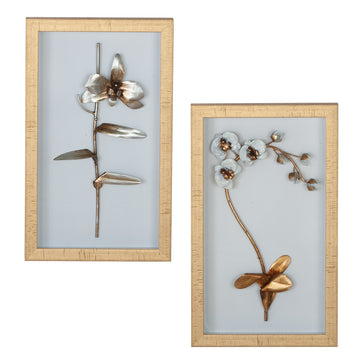 Wandbild – Blumen Motiv, Glas Design, Gold Rahmen - Fiore | Gilde