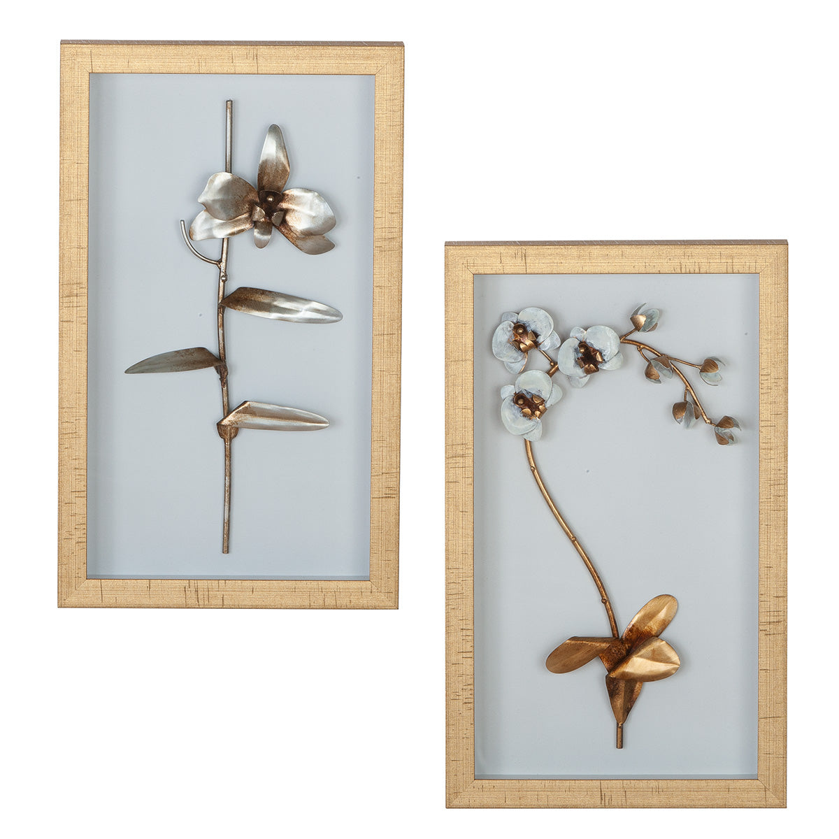 Wandbild – Blumen Motiv, Glas Design, Gold Rahmen - Fiore | Gilde