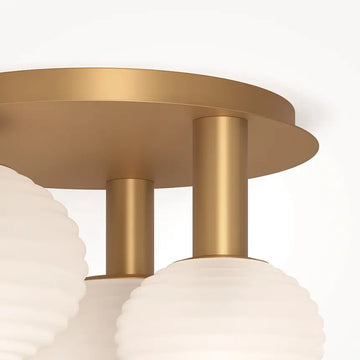 Ceiling light gold-colored with ribbed white glass shade and 3×E14 socket – Reels | Maytoni