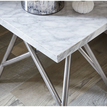 Konsolentisch – Carrara Marmor, Edelstahl Gestell, Gehrungskante Design, 78 cm Höhe - Coral | Modus Furniture International