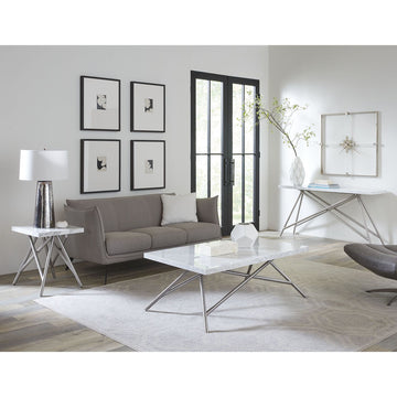 Konsolentisch – Carrara Marmor, Edelstahl Gestell, Gehrungskante Design, 78 cm Höhe - Coral | Modus Furniture International