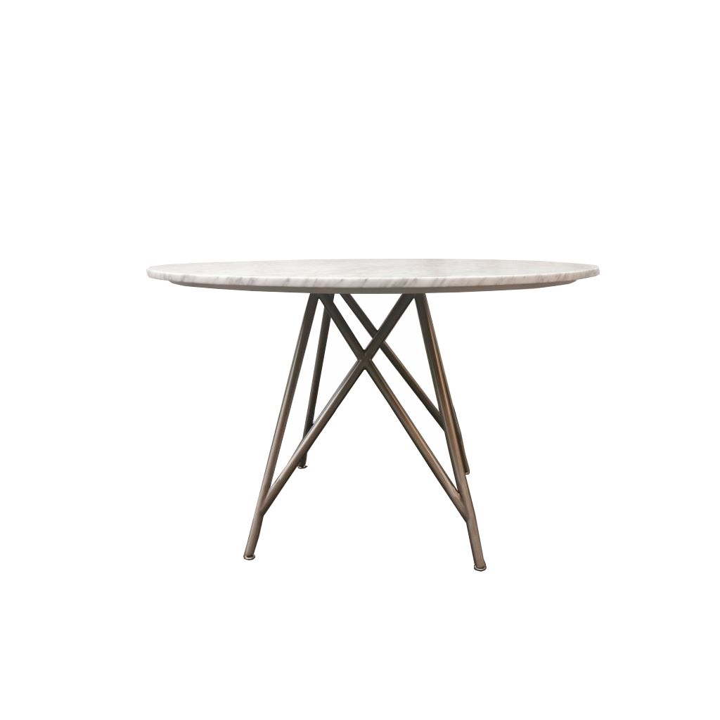 Esszimmertisch – Carrara Marmor, Edelstahl Gestell, Runde Form,76 cm Höhe   - Coral | Modus Furniture International