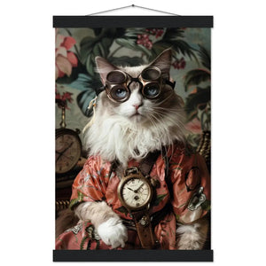 School Poster - Balinese Cat, Steampunk Outfit, Antique Pocket Watch | St Tropez Art