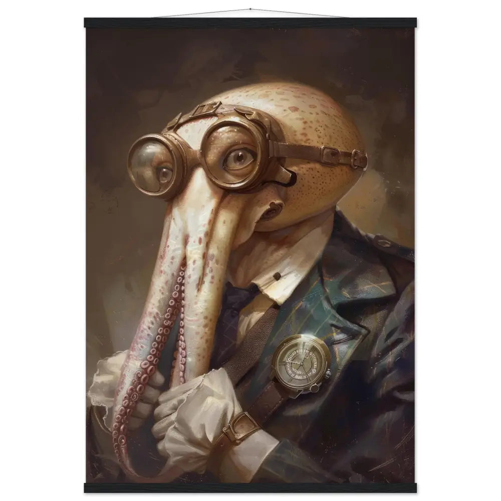 Schulposter - Kalmar, Steampunk-Stil, antike bronzefarbene Uhr, bronzefarbene Brille | St Tropez Art