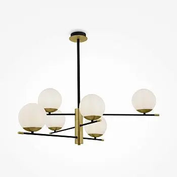 Pendelleuchte – Schwarzes Metall, Glasschirme, 6× E14, Ø100 cm - Nostalgia | Maytoni image