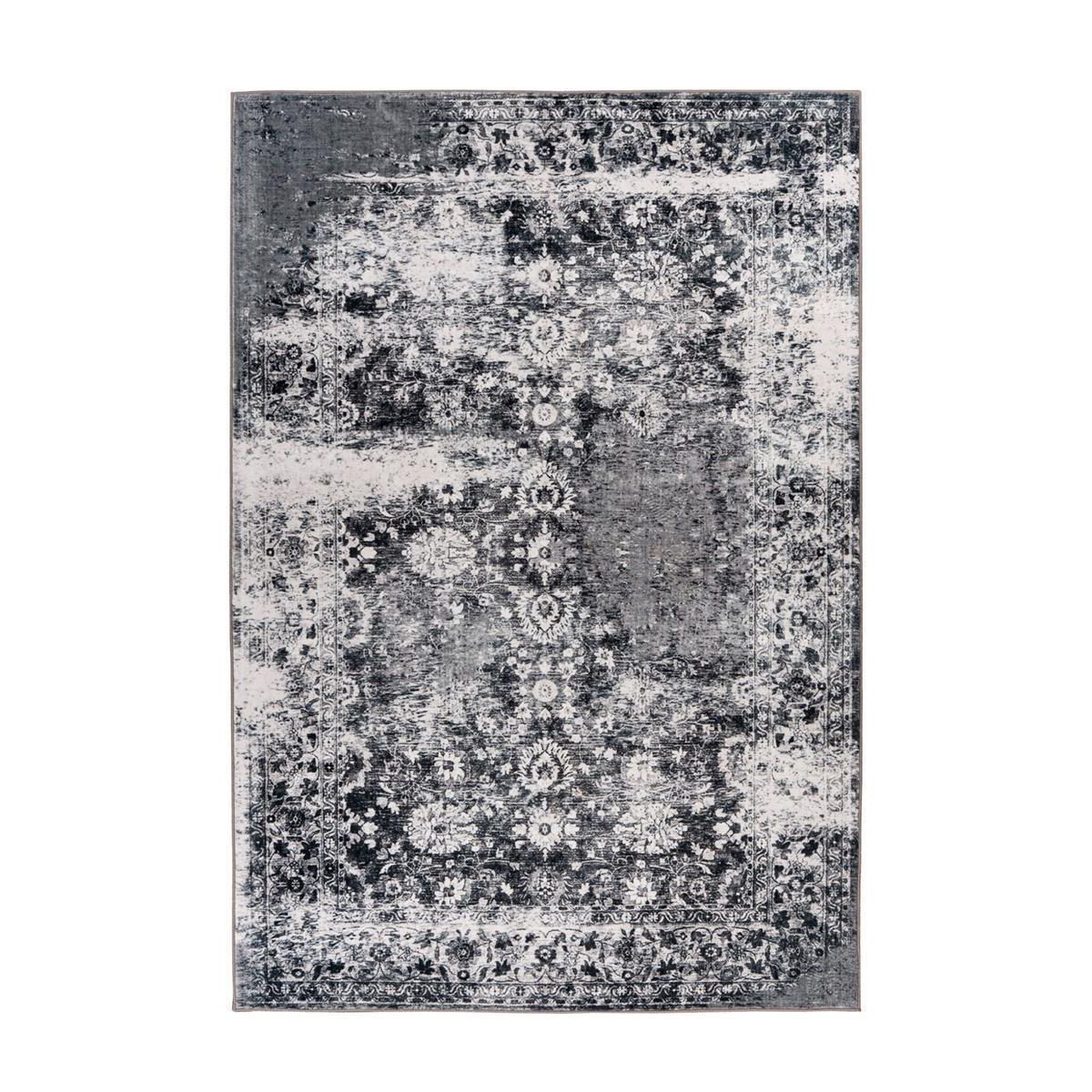 Teppich – Vintage Muster, Graue Farbgebung, Bordüren Design, 160 x 230 cm - Saphira 400 | Kayoom