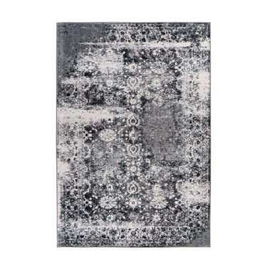 Teppich – Vintage Muster, Graue Farbgebung, Bordüren Design, 120 x 170 cm - Saphira 400 | Kayoom