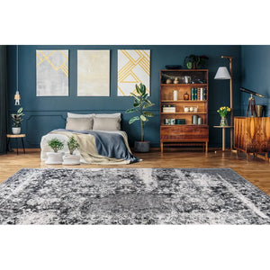 Teppich – Vintage Muster, Graue Farbgebung, Bordüren Design, 160 x 230 cm - Saphira 400 | Kayoom