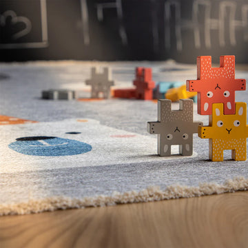 Teppich – Tiermotiv Design, Recycelte Baumwolle, Waschbare Oberfläche - Joanna 613 | Kayoom