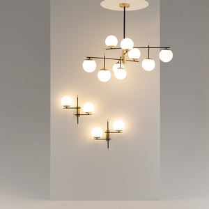 Wall light with black and gold finish and white opal glass shade – Nostalgia | Maytoni