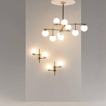 Wall light with black and gold finish and white opal glass shade – Nostalgia | Maytoni