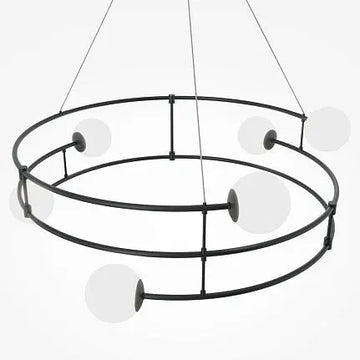 Pendant Lamp Matte Black Metal Frame 6 Glass Shades 6×G9 40W – Balance | Maytoni