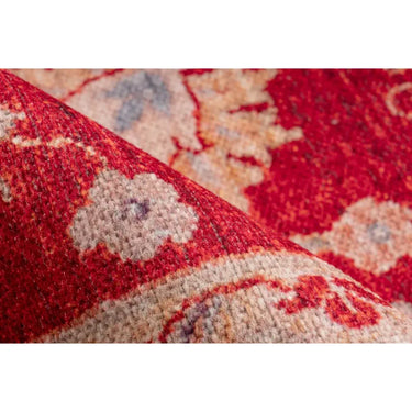 Teppich rote Farbe Flachflor-Design Vintage-Print – Faye 625 | Kayoom