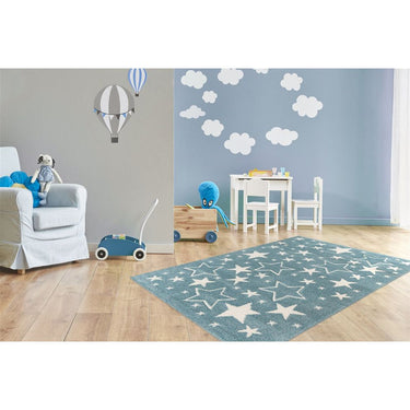 Teppich – Verspieltes Design, Weiche Spielfläche, Blauer Farbton, 80 x 150 cm - Tamworth | Kayoom