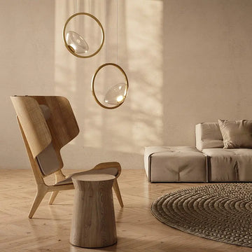Pendant Lamp Brass-Colored Metal & Clear Glass Diffuser – Lunare | Maytoni