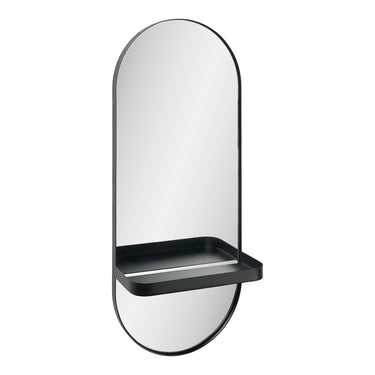 Wall mirror – black metal frame, integrated shelf, glass mirror – Olbia | House Nordic