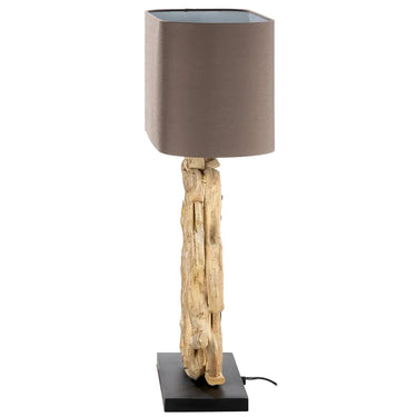 Tischleuchte – Naturfarbenes Holz, Schwarzer Akzent, Geprüfte Fassung - Circle of Roots | Gilde