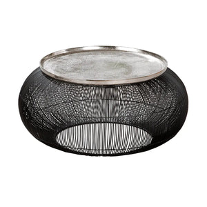 Beistelltisch – Schwarzes Aluminium, Silberfarbener Akzent, Runde Form - Puntual | Gilde